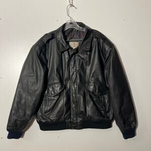 Vintage 90s Ash Creek Trading Black Leather Jacket Mens Size XL